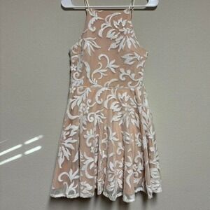 white and‎ tan sequin homecoming dress